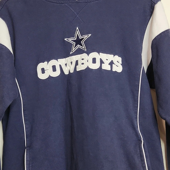 Reebok Navy Blue With White Lines Dallas Cowboys Hoodie Women's Vintage - Picture 2 of 7